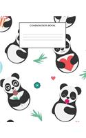 Composition Book: Wide Ruled Primary Composition Book Cute Panda Design