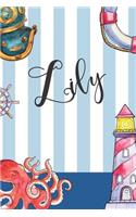 Lily: Nautical Ocean Note Book and Journal with Personal Name on the Cover. Perfect for Writing, Deep Thoughts, Creative Thinking, Work Planning, Business