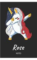 Rose - Notes: Noms Personnalisé Carnet de notes / Journal pour les filles et les femmes. Licorne qui dab aux cheveux aux couleurs du drapeau français. Accessoires