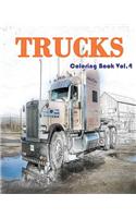 Trucks Coloring Book Vol.4: Trucks Grayscale Coloring Books for Adults Relaxation Art Therapy for Busy People