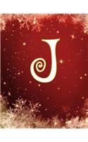 J: Monogram Initial J, Christmas Notebook/Journal/Diary 100 Pages, 8.5 x 11