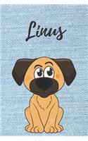 Linus Hunde-Notizbuch / Malbuch / Tagebuch: Individuelles personalisiertes blanko Jungen & Männer Namen Notizbuch, blanko DIN A5 Seiten. Ideal als Uni ... Weihnachts & Geburtstags Geschenk für