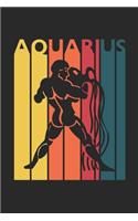 Retro Aquarius Notebook - Horoscope Journal - Zodiac Signs Diary - January February Birthday Aquarius Gift: Medium College-Ruled Journey Diary, 110 page, Lined, 6x9 (15.2 x 22.9 cm)