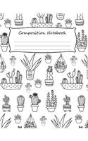 Cactus Black and White Composition Notebook