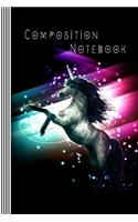 Composition Notebook: Magical Unicorn Fantasy Fairy Tale Sparkling Space Galaxy Horse Girls Gift Student School Supplies Journal Book, College Ruled Lined 100 Pages Line 