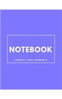 Notebook 1 Subject: Deep Periwinkle: Notebook 8.5 X 11: Notebook 100 Pages