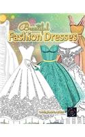 Beautiful fashion dresses coloring book for adults, beautiful dresses coloring book: Geometric pattern coloring books for adults