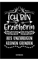 Notebook Ich bin Erzieherin aus unzähligen kleinen Gründen: Kariertes Notizbuch die Erzieherin im Kindergarten, der Vorschule oder im Hort - Kiga Kita Journal