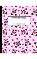 Composition Book Cute Panda College Ruled