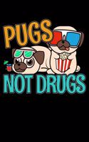 Pugs Not Drugs: 120 Seiten (6x9 Zoll) Notizbuch Kariert für Mops Freunde I Hund Kariertes Notizheft I Vierbeiner Notizblock I Welpe Notizplaner