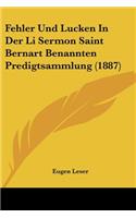 Fehler Und Lucken In Der Li Sermon Saint Bernart Benannten Predigtsammlung (1887)