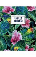 Bullet Journal: Tropical Parrot & Flower Journal 150 Dot Grid Pages (Size 8x10 Inches) with Bullet Journal Sample Ideas