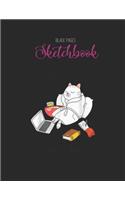 Black Paper SketchBook: Vintage Retro Eat Sleep Run Repeat Funny Running Runner Gift Designed BLACK PAPER Sketch Book for Drawing Sketching and Writing With Black Pages - G