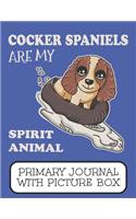 Cocker Spaniels Are My Spirit Animal Primary Journal With Picture Box: Adorable Spaniel Winter Puppy Dog Riding An Inner Tube Down The Mountain