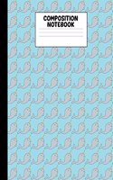 Composition Notebook: Cute Cartoon Narwhal Blue Primary Elementary School Composition Book Wide Ruled