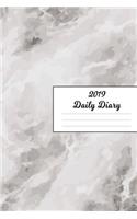 2019 Daily Diary: Glossy Gray Marble Design Pattern Cover January 19