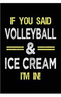 If You Said Volleyball & Ice Cream I'm in: Lined Notebooks & Journals to Write in