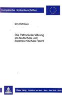 Die Patronatserklaerung Im Deutschen Und Oesterreichischen Recht