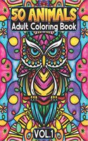 50 Animals Adult Coloring Book Volume 1