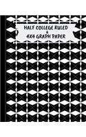 Half College Ruled & 4x4 Graph Paper: Half and Half Lined and Squared Paper. Great for Science, Math, Class Notes and More. Black White Rhombus Pattern Cover. Abstract Geometric Theme