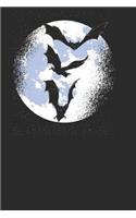 Wild Bat with the Moon: Bats Notebook, Blank Lined (6 X 9 - 120 Pages) Animal Themed Notebook for Daily Journal, Diary, and Gift