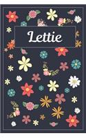 Lettie: Lined Writing Notebook with Personalized Name 120 Pages 6x9 Flowers