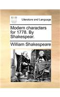Modern Characters for 1778. by Shakespear.