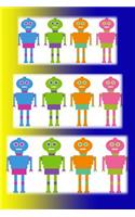 Robots: JOURNAL LOG DOODLE SKETCH DRAWING NOTE BOOK NO LINES UNRULED 6" x 9" 186 PAGES BLANK