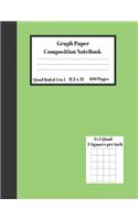 Graph Composition Notebook 4 Squares per inch 4x4 Quad Ruled 4 to 1 / 8.5 x 11 100 Sheets: Cute Funny Green Gift NoteBook / Grid Squared Paper Back To School Gift Notebook For Math Teens Science Adults Students Programmers note taking and 