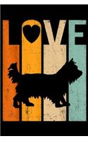 Love: Proud Love Yorkshire Terrier Dog Vintage Dog Lover Journal/Notebook Blank Lined Ruled 6x9 100 Pages