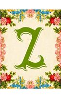 Z: Monogram Journal Z Initials: Floral Pink Red Roses Decorated Colorful Pastel Lined Paper Journal Notebook Diary To Write In 8.5 X 11 Large 200 Lined(1 Monogrammed Journal Collection Lg)
