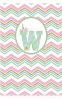 Unicorn Monogram Journal - Letter W