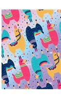 Cute Llama Pattern: Llamas College Ruled Line Composition Book