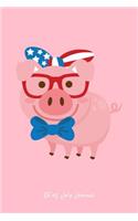 4th of July Journal: Dot Grid Journal - America Pig USA Flag Funny 4th Of July Independence Day Gift - Pink Dotted Diary, Planner, Gratitude, Writing, Travel, Goal, Bull