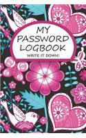 My Password Logbook Write It Down!