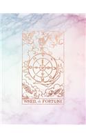 Wheel of Fortune: College Ruled Journal - 8.5 x 11 A4 Notebook - Pastel Hue, Rainbow Marble and Rose Gold - 150 College Ruled Lined Pages