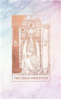 The High Priestess: Tarot Card Bullet Journal - 5 x 8 Pastel Hue Marble and Rose Gold - Dot Grid Tarot Card Notebook