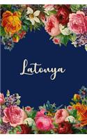 Latonya: Personalized Name Floral Design Matte Soft Cover Notebook Journal to Write In. 120 Blank Lined Pages
