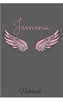Jemma Notebook: A beautiful personalized angel wings soft cover notebook with 100 lined pages in 6x9 inch format. Personal Diary Personalized Journal Customized Jou