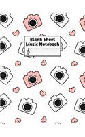 Blank Sheet Music Notebook: Easy Blank Staff Manuscript Book Large 8.5 X 11 Inches Musician Paper Wide 12 Staves Per Page for Piano, Flute, Violin, Guitar, Trumpet, Drums, Cell