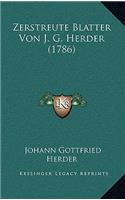 Zerstreute Blatter Von J. G. Herder (1786)