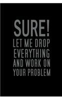 Sure, Let Me Drop Everything And Work On Your Problem: Blank Funny Notebook 6 x 9 Inches Lined, Humor Journal, Sarcastic Joke, Original Gag Gift For Christmas, Rretirement, Secret Santa (120 Pages)