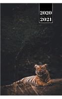 Tiger Week Planner Weekly Organizer Calendar 2020 / 2021 - Glittering Light: Cute Wildlife Animal Pet Bullet Journal Notebook Diary in 6" x 9" Inch Pocket Size