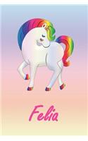 Felia: Personalisiertes - individualisiertes Einhorn Notizbuch / persönliches Tagebuch / Schreibheft / Logbuch / Planer / Vokabelheft / Notizen - 6 x 9 Zol