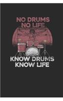 No Drums No Life: Drum Notebook, Dotted Bullet (6" x 9" - 120 pages) Musical Instruments Themed Notebook for Daily Journal, Diary, and Gift