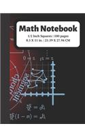Math Notebook: 1/2 inch Square Graph Paper for Students and Kids, 100 Sheets (Large, 8.5 x 11)(25 Graph Paper Notebooks)