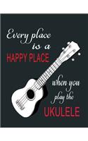 Ukulele Tab Notebook: Ukulele Gifts - A Songwriting Journal for Composing Music and Songs - Tablature Sheet Music - Motivating Quote Black