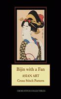 Bijin with a Fan: Asian Art Cross Stitch Pattern