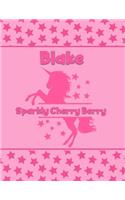 Blake Sparkly Cherry Berry: Personalized Draw & Write Book with Her Unicorn Name - Word/Vocabulary List Included for Story Writing