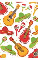 Mexican Fiesta: 6x9 Travel Journal - Comic Style Paper - 150 Pages, Maracas Guitar Sombrero Mexico Notebook, School Supplies Student Teacher Office